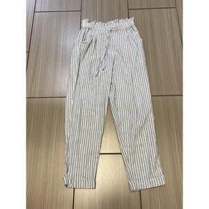 Nautical Coastal Relaxed Breathable linen pinstripe beach paperbag trouser SP